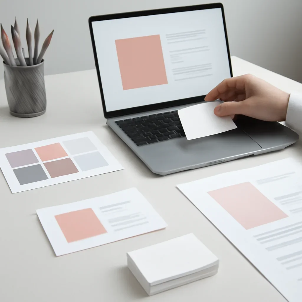 Supporting visual for business card design and stock guidance planning and design decisions