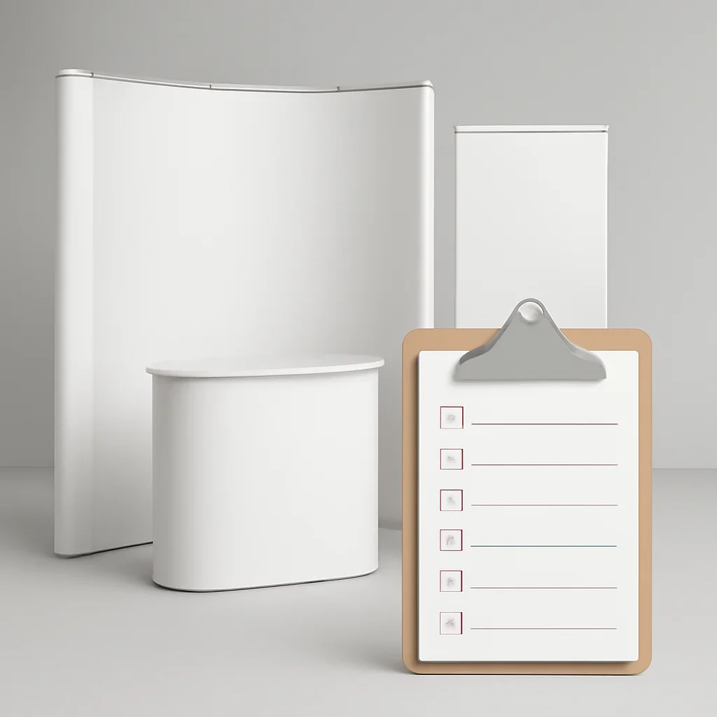 Trade Show Booth Layout and Checklist ready for delivery, installation, or event setup
