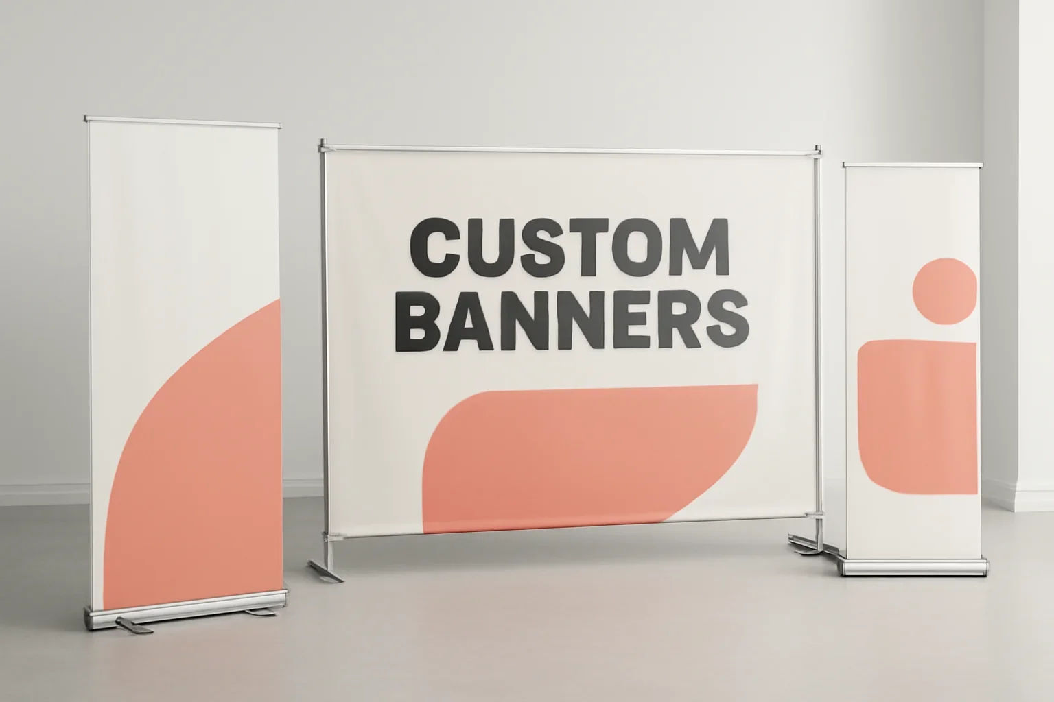 Custom Banners presented in a clean promotional setting