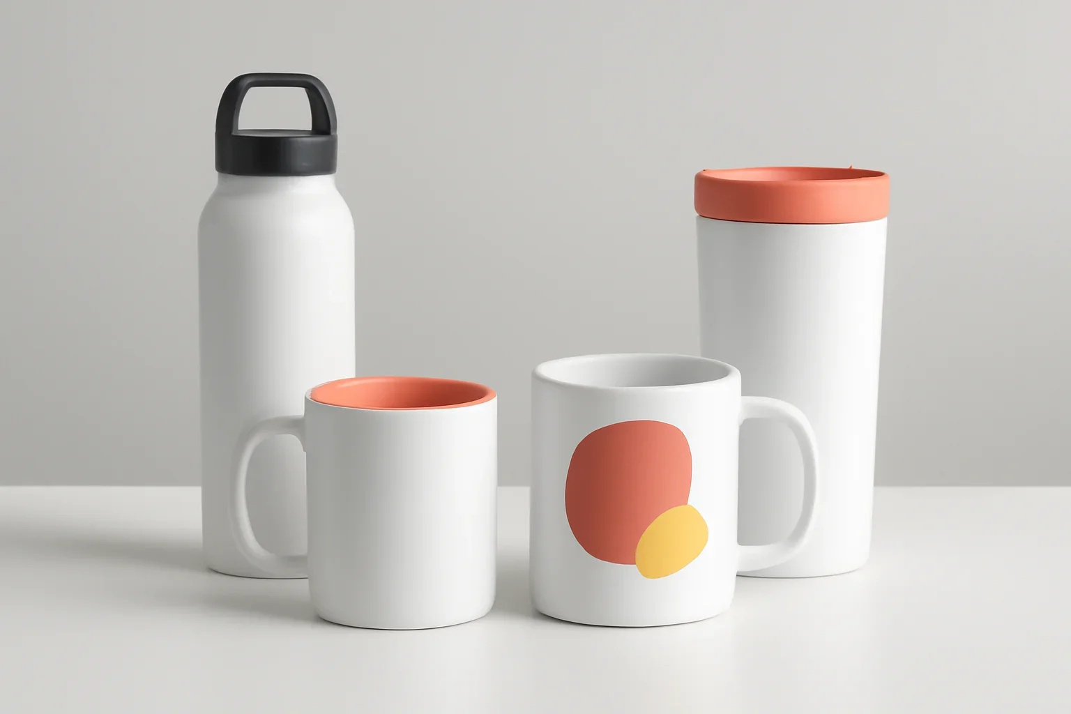 Custom Drinkware presented in a clean promotional setting