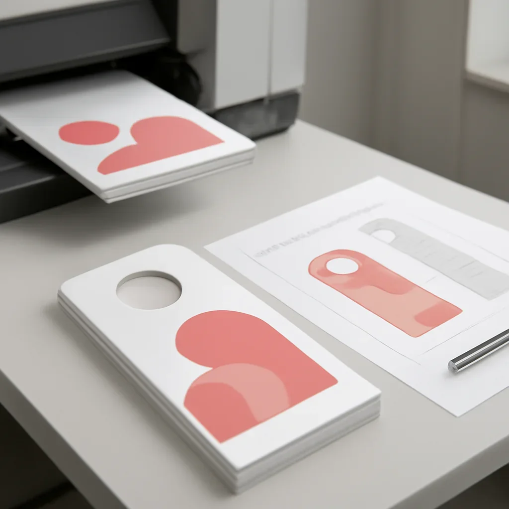 Door Hanger Printing artwork and production planning in progress