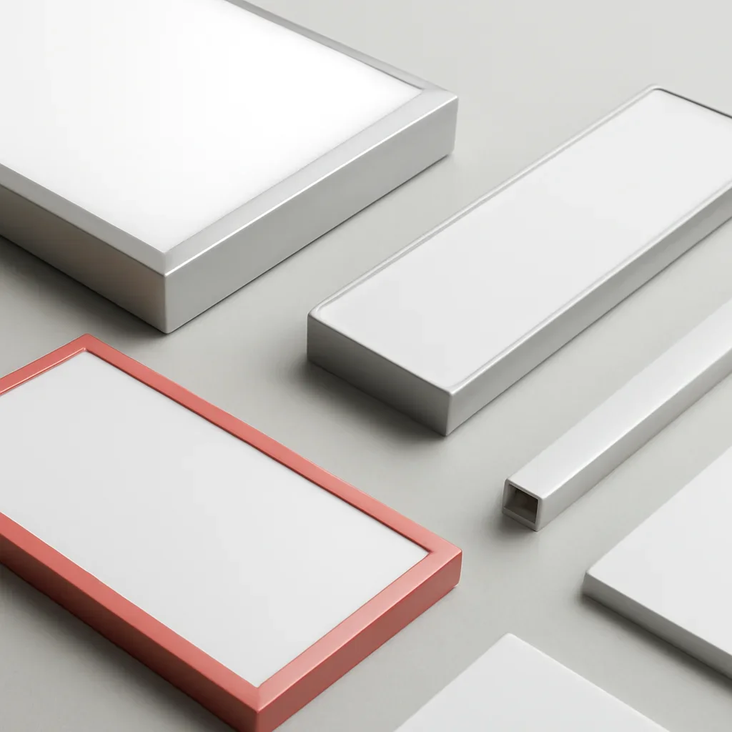 Close look at led and slim light box signage materials, finishing, and layout choices