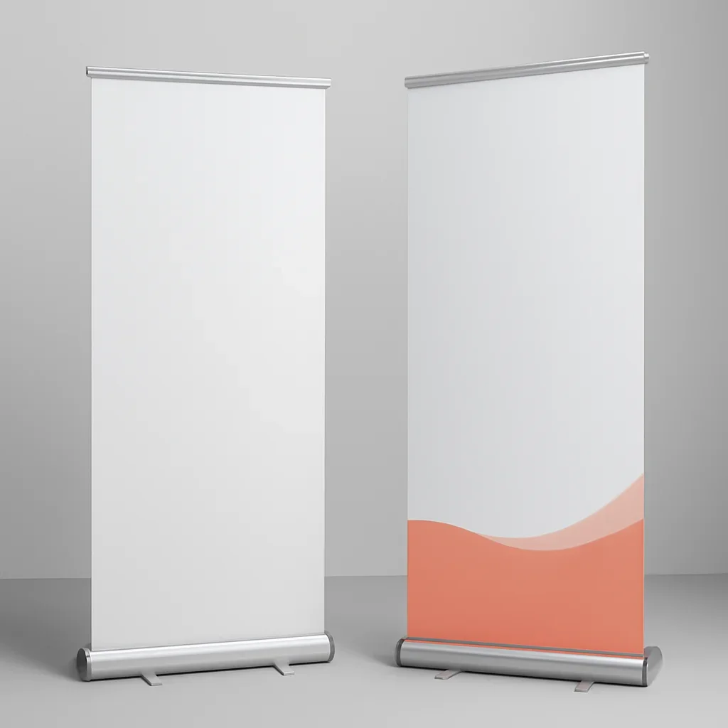 Close look at retractable and deluxe banner stands materials, finishing, and layout choices