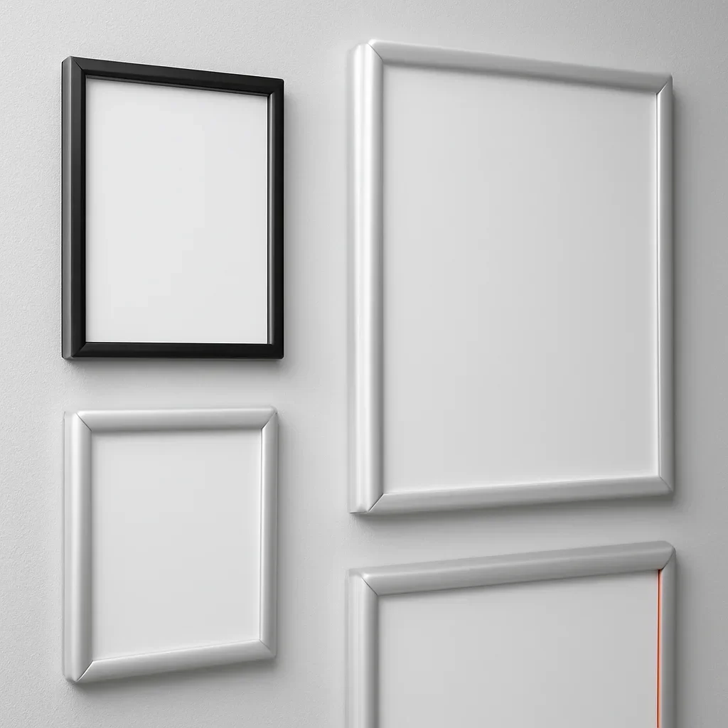 Close look at snap poster frames and wall poster displays materials, finishing, and layout choices