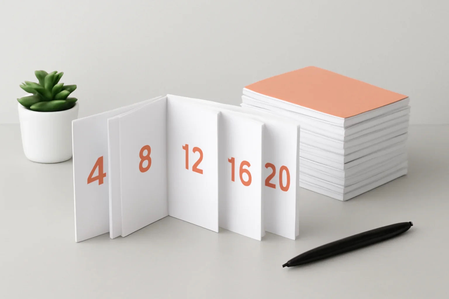 Booklet Page Count Guide presented in a clean promotional setting