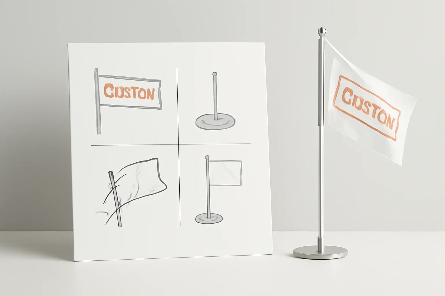 Custom Flag Setup Guide presented in a clean promotional setting