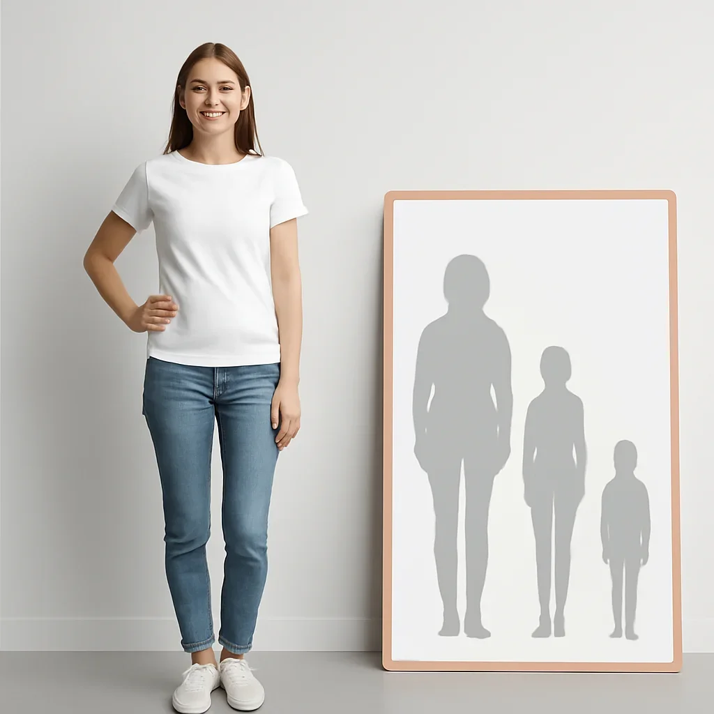 Supporting visual for life-size and display cutout sizing planning and design decisions