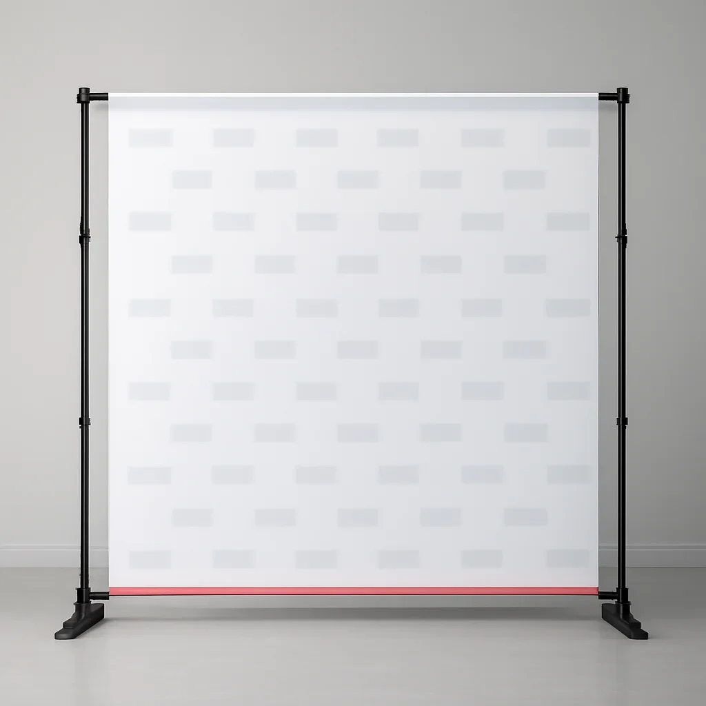 Step and Repeat Backdrop Size Guide ready for delivery, installation, or event setup